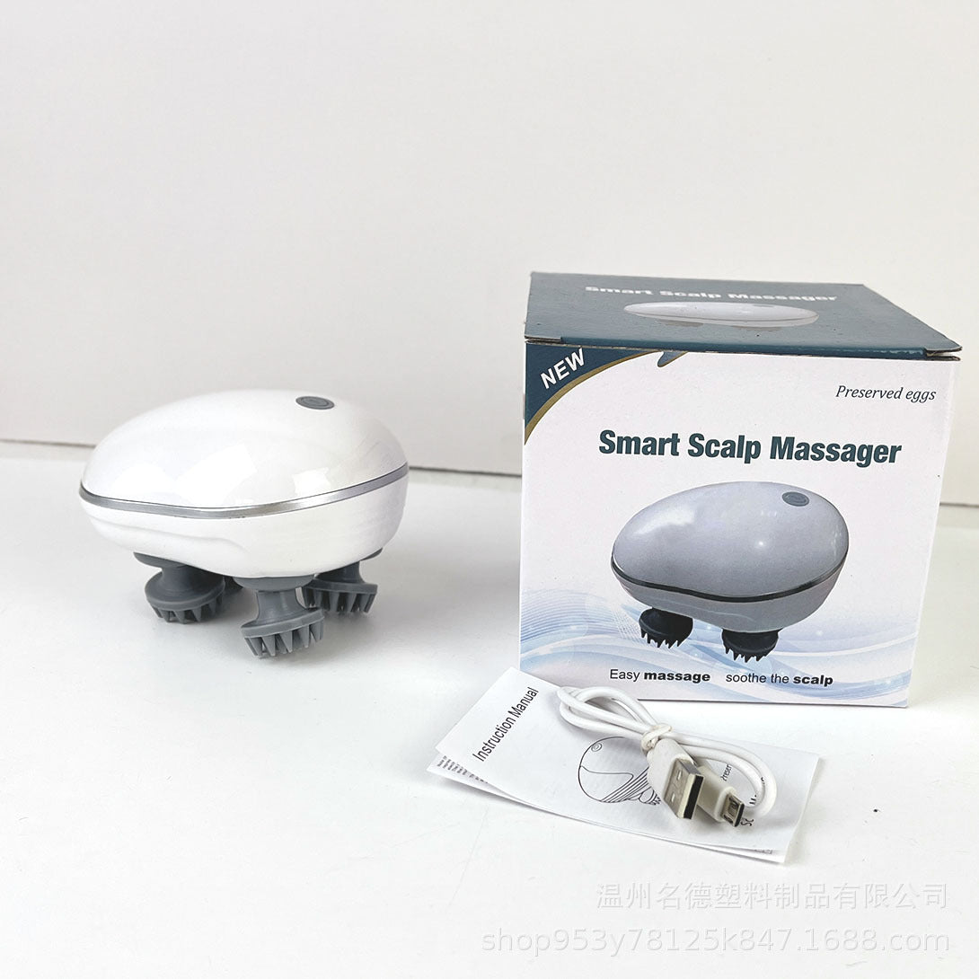 Masseur de tête avec vitesse réglable pour le massage du cuir chevelu, lumière rouge pour les soins capillaires, en Silicone souple pour un pétrissage profond de la tête
