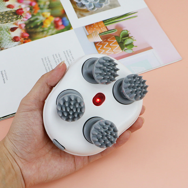 Masseur de tête avec vitesse réglable pour le massage du cuir chevelu, lumière rouge pour les soins capillaires, en Silicone souple pour un pétrissage profond de la tête