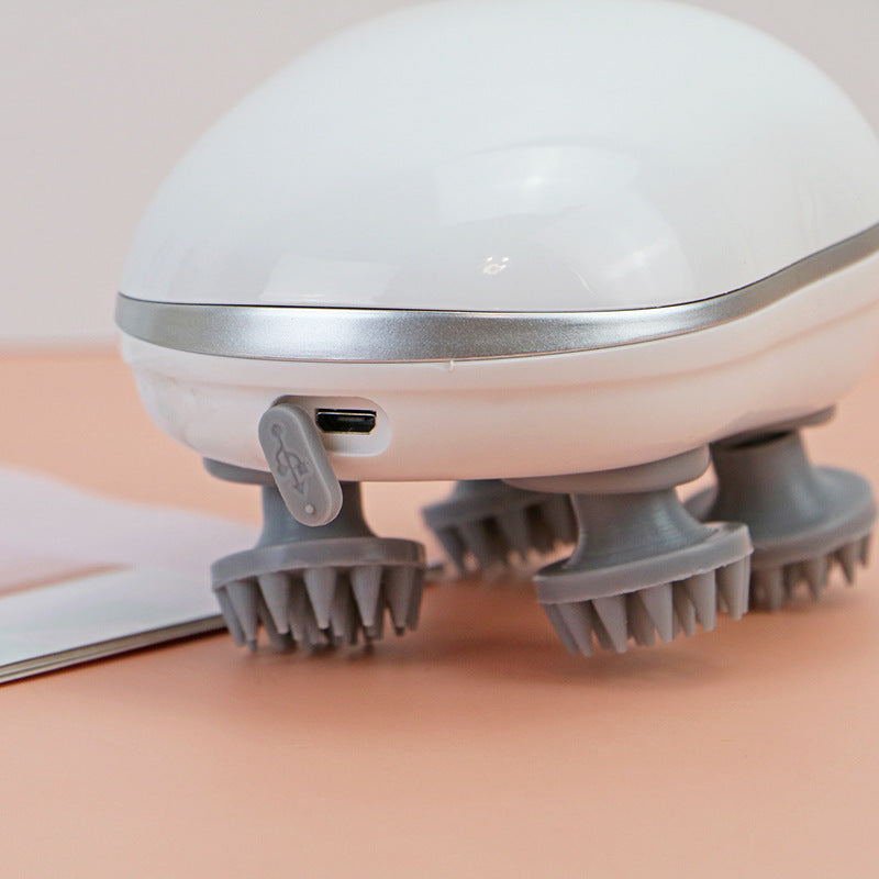 Masseur de tête avec vitesse réglable pour le massage du cuir chevelu, lumière rouge pour les soins capillaires, en Silicone souple pour un pétrissage profond de la tête