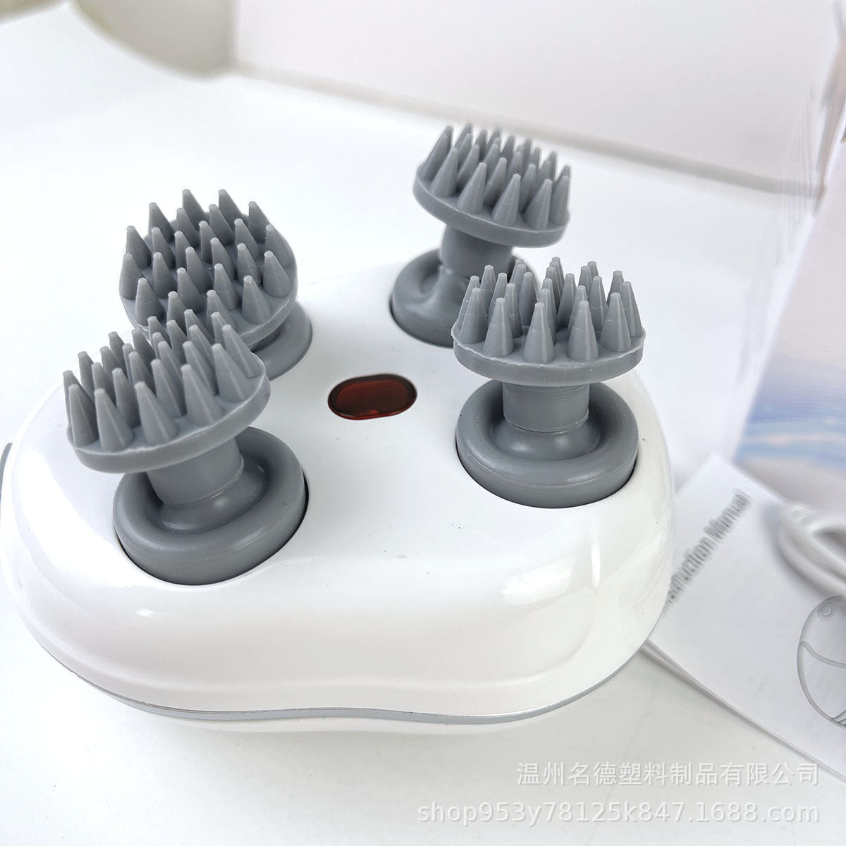 Masseur de tête avec vitesse réglable pour le massage du cuir chevelu, lumière rouge pour les soins capillaires, en Silicone souple pour un pétrissage profond de la tête